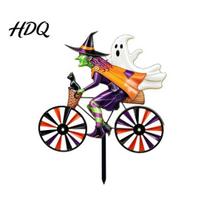 Metal Garden Stakes Halloween Wizard/Ghost/Black Cat/Skeleton Bicycle Ground Stake Ornament Stakes Portable Art Decorative Outdoor Yard Statue C black