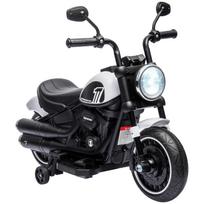Elektrinis motociklas vaikams 18-36 mėn. su ratukais ir priekiniu žibintu, 76x42x57 cm, Juodas ir baltas