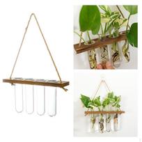 Clear Hanging Vase Flower Plant Terrarium glass for home 1 Layer 4 Tube beige
