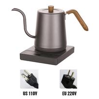110V/220V Gooseneck Electric Kettle 800ml Hand Brew Coffee Pot Smart Teapot Temperature Control Pot 1000W Rapid Heating Kettle US gray