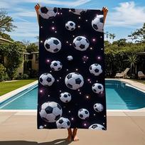One Piece of a Football-Themed Multi-Use Microfiber Bath Towel That Is Soft Highly Absorbent And Quick to Dry Perfect for Travel W40*H60(CM) gray