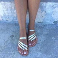 Fashion Women Slide Flat Slippers Flip Flops Casual Greek Leather Sandals Summer Premium Quality EU39 sidabras