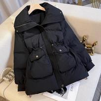 Žieminis trumpas stovimos apykaklės storas duonos striukė pūkinė Ottwear moteriška striukė su raišteliu medvilne užpildyta apranga pūkinis paltas parkas XXXXL