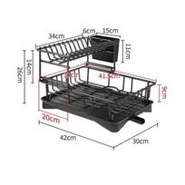 Double-layer Dish Drying Rack with Drip Tray Kitchen Sink Storage Space Saver Kitchen Counter Organizer Tableware Drainboard white