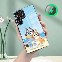 B-Bluey-es CARtoon Phone Case For Samsung S26 S25 S24 S23 S22 S21 S20 Edge Ultra Plus FE For Magsafe Glass Case Galaxy S26 Ultra white