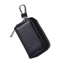 Car Key Signal Blocker Bag RFID Shielded Signal Zipper Case PU Leather Anti-Hacking Anti-Theft Key Fob Pouch Auto Faraday Box black