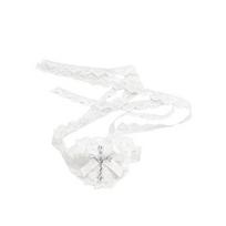 Gothic Style Lace Bows Heart Cross Eye Mask Black White Cloth Lolita Cosplay Eye Patch Sweet Cool Halloween Lace Cross Eye Mask balta