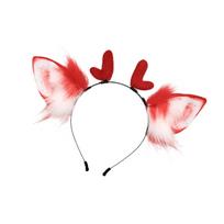 Furry Headband Cosplay Decor Headgear Ornament Photo Props Headdress Costume raudona