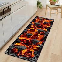 1Pcs Magma Floating Stones Non-Slip Washable Area Rug Runner for Entryway, Living Room, Bedroom & Patio 60X90cm black