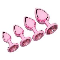 SuperLove Heart Jewel Butt Plugs Training Pink-Pink