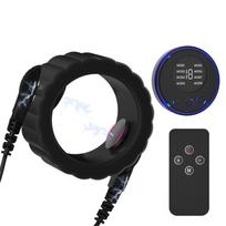 SuperLove E-Stim Silicone Cock Ring Set Black