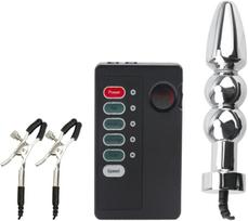 SuperLove E-Stim Beaded Anal Plug & Nipple Clamps Set