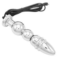 SuperLove E-Stim Beaded Anal Plug Bipolar Silver