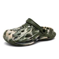 Stylish Camouflage Clogs Slide Shoes For Men Summertime Eva Beach Slide Shoes Thick Bottom Anti-Skid Garden Shoes Outside Leisure Sandal Shoes 38-39 black
