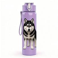 1PC Black And White Husky Dog 750ml Color Plastic Sports Water Bottle Leakproof Flip Straw Lid Suitable for Sports Office Home Use tamsiai mėlyna