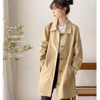 Women's Long Sleeve Jacket Point Collar Casual Japanese Style Trench Coat Outerwear M beige