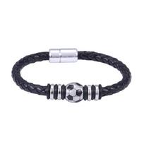 Vyriška Titano Plieno ir Odos Pasaulio Taurės Futbolo Apyrankė su Magnetine Sagtimi 7.5 inches gray