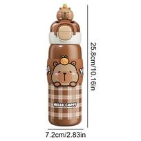 Leak-Proof Durable Water Bottle Cute Capybara Water Cup Stainless Steel Vacuum Insulated Bottle kapibara Tumbler School Mug Gift Water Bottle beige