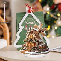 2D Flat, Gingerbread Wooden Cabin Acrylic Acrylic Desktop Decoration, with Base, Suitable for wall decoration, porch, room, villa, accents Home, Hallw 20*20CM gray