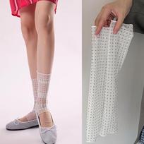 Fashion Ultra-thin Polka Dot Sock Skin-friendly Breathable Women Silk Sheer Stacked Socks Soft Women Sheer Socks Summer 35-39 mėlyna