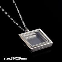 1pcs Alloy Pendant Magnet Locket Necklace Water Droplet Rectangle Heart Necklaces For Women Men DIY Photo Stainless Steel Chains gray
