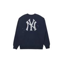 New Era MLB New York Yankees Letter Washed Distressed Series Fleece Crewneck Sweatshirt Unisex sweatshirt Navy-Blue 13338666 XL gray