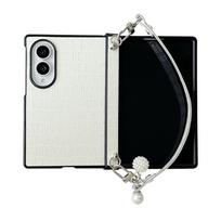 For Samsung Galaxy Z Fold 8 7 6 5 4 Z Fold8 Ultra Luxury Crocodile Print Leather Case With Wrist Strap Hinge Protection Cover Galaxy Z Fold6 black