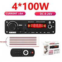 400W Amplifier Car MP3 Player Bluetooth Audio Decoder Board 8A 26V Handsfree DIY Music Player Mic SB TF FM Volume Control red