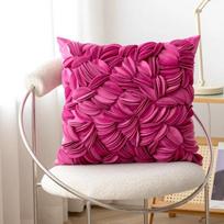 3D Handmade Splicing Velvet Cushion Cover Petal Pillow Cover for Living Room Sofa Office Waist Back Cover Pillowcase Home Decor pink