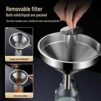 Nerūdijančio plieno piltuvėlis su filtru, mažo ir didelio skersmens, virtuvės aliejui pilti. 13cm Stainless Steel Funnel gray