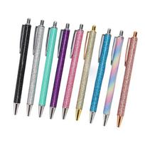 9Pcs Ball Point Pen Black Refill Glitter Style Pocket Clip Metal Tip Smoothing Writing Pens for Shcool Office Business