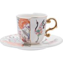 Kavos puodelio puodelis su lėkšte Latte, kapučino arbata su drugeliais Fine Bone China, espreso puodelis ir lėkštė 1 cup 1 dish white