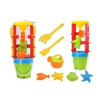 LEAN Toys Smėlio žaislų rinkinys, didelis malūnėlis, kibirėlis, spalvingos formelės