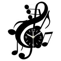 Muzikinio dizaino sieninis laikrodis, tylus laikrodis, tinkamas namų svetainei, miegamajam, klasei, Kalėdų dekoravimui (black,12 inch) juoda