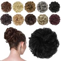 FESHFEN Hair Bun Extensions Messy Curly Hair Scrunchies Hairpieces Synthetic Donut Updo Hair Pieces for Women Girls gray