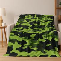 Spalvingas Karinis Spalvotas Kamufliažinis Flanelinis Antklodė Minkštas Šiltas Antklodė Miegamojo Kambariui Svetainei Kelionei Stovyklavimui Iškylai Dovana 100x125cm (40x50inch) black