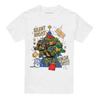 Tmnt: Mutant Mayhem Christmas, Silent Night, Ninja Fight 100% Cotton T-shirt Mens Tees Top S-5XL, White S beige