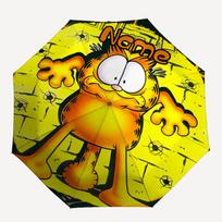 1pc Garfield Custom Name Automatic Folding Umbrella - Compact 8-Rib Design, Durable Plastic & Iron, Daily Use 040 black