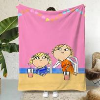 Animation C-Charlie and Lola Throw  Flannel Throw Blanket,Bed Home Office Nap Blanket Travel,Camping,Picnic Blanket Soft Decor 75cmx90cm pink