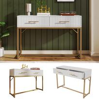 Dressing table with 2 drawers 75cm height, chest of drawers bedroom highboard white sideboard, white - H75/B100/T45 cm 100 x 75 x 45 cm balta