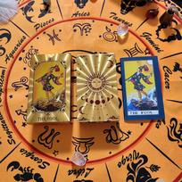 Divinative 12x7cm Gold Tarot Cards Standard Size for Beginners with Guide Book Classic Board Game brown