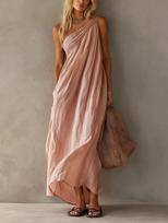 European and American independent station summer fashion and elegance single shoulder sleeveless exquisite long dress women's clothing S brown