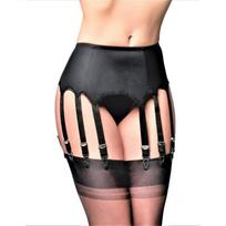 Kojos diržas su petnešėlėmis aukštakulniams, Seksualus aukšto liemens kojos diržas moterims, apatinis trikotažas, su 10 dirželių, Kelnaitės, kojinės neįtrauktos S juoda