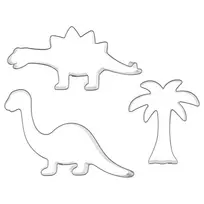 Sausainių formelių rinkinys su dinozaurų ir palmės motyvais, sidabrinis, 3 vnt.