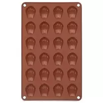 Silikoninė kepimo forma 24 kriauklių formos ertmėms, ruda, 27,5 × 17 × 1 cm