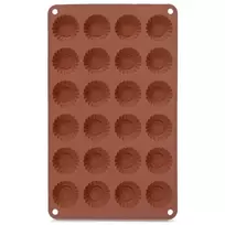 Silikoninė kepimo forma 24 mini keksiukams, ruda, 27,5 × 17 × 1,3 cm