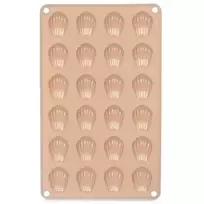 Silikoninė kepimo forma su 24 kriauklelių formos ertmėmis, smėlio spalvos, 27,5 × 17 × 1 cm