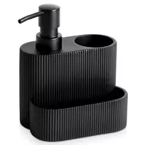 Indų ploviklio dozatorius su kempinės ir šepetėlio laikikliu, 250 ml, juodas, 13 × 10 × 16 cm