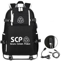 SCP Fondas Šviečiantis Kuprinė Su Didelės Talpos USB Įkrovimu SCPDisc black