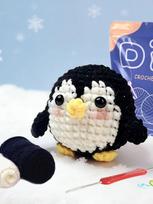 1 vnt. Pingvino nėrimo rinkinys „Pasidaryk pats“ Amigurumi pingvinas Su kabliuku, instrukcijų vadovu ir vaizdo įrašo pamoka Spalva gali skirtis juoda